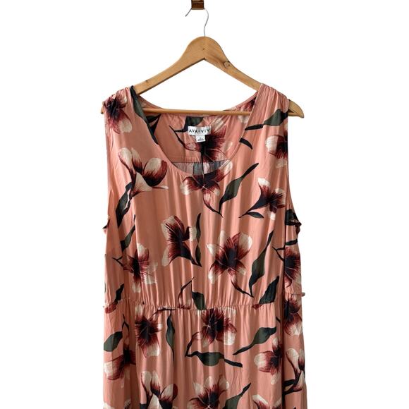 AVA & VIV Plus Size Sleeveless Floral Maxi Dress Dusty Pink 2X - Picture 3 of 6